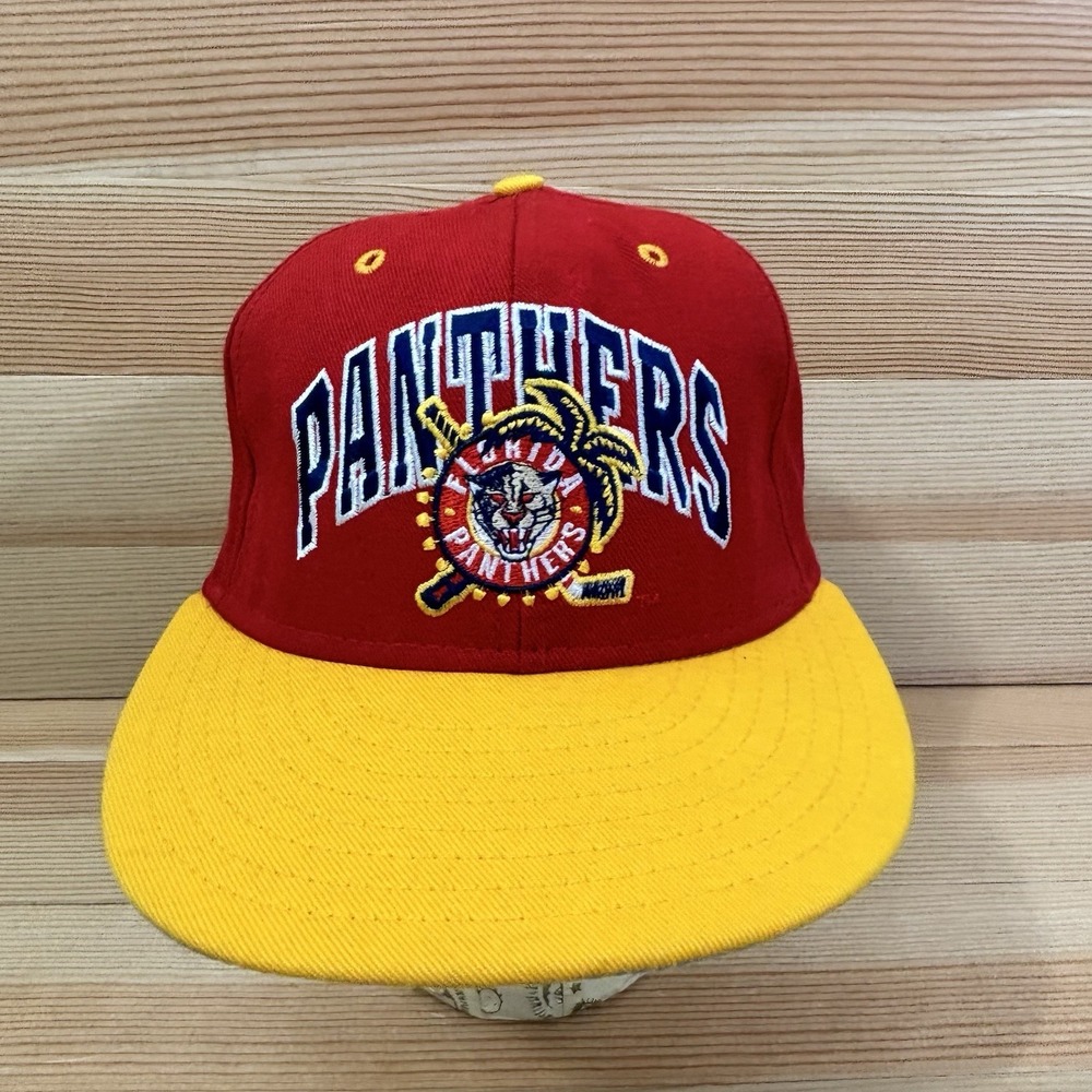 Vintage 90's NHL Florida Panthers Annco Double Logo Fitted Hat Size 7-7 1/8 USA